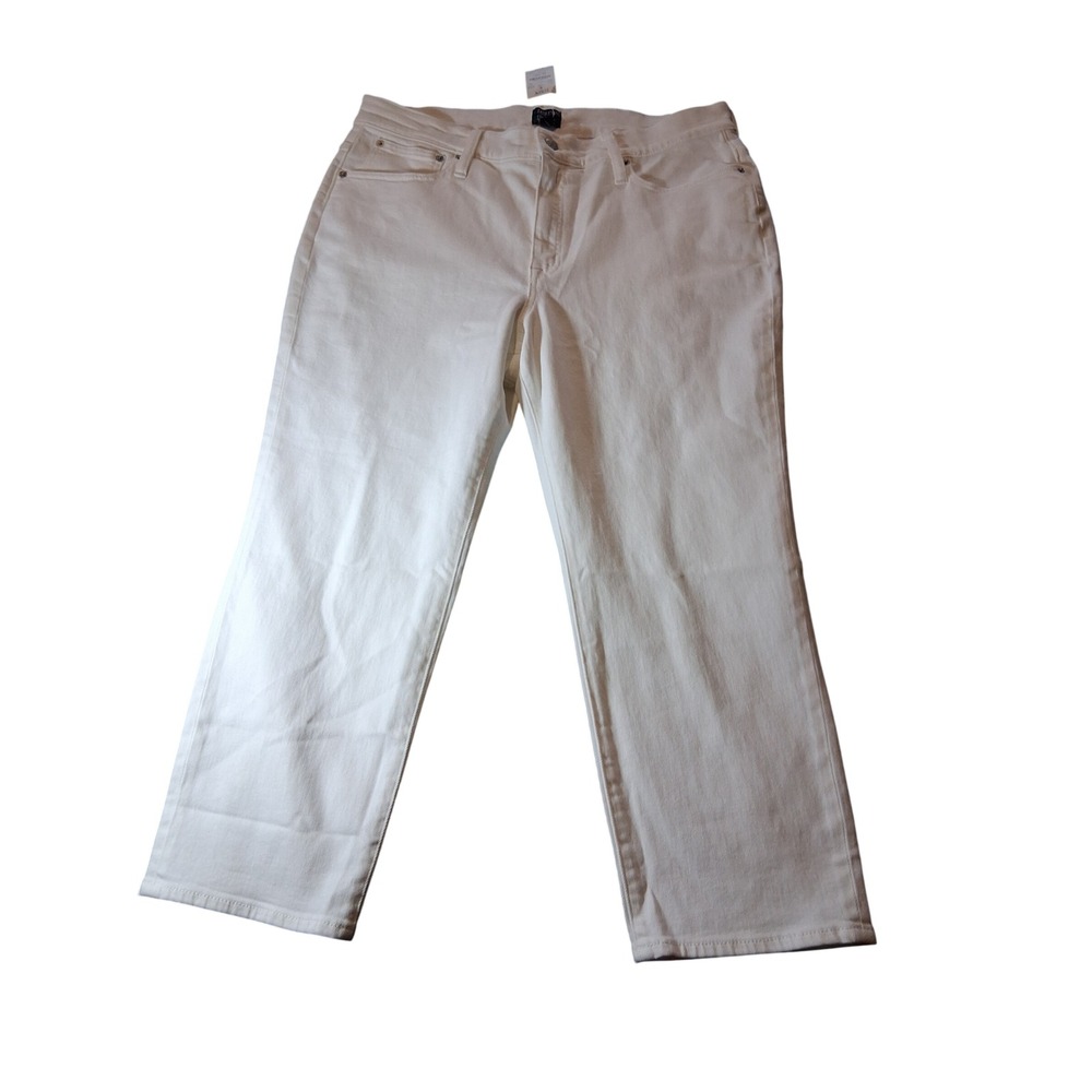 J.Crew Essential Straight Cropped Jeans White All-Day Stretch 33P BX522